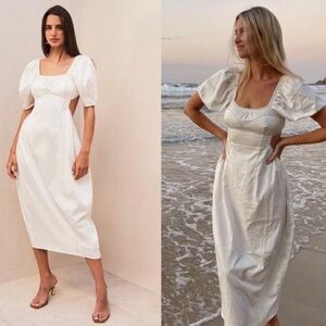 Cult Gaia White Puff Sleeve Dress